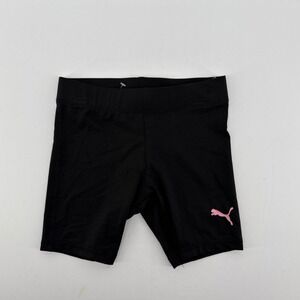 Puma Toddler Girls Black Bike Shorts Pink Logo Activewear Size 3T PGS22-03585